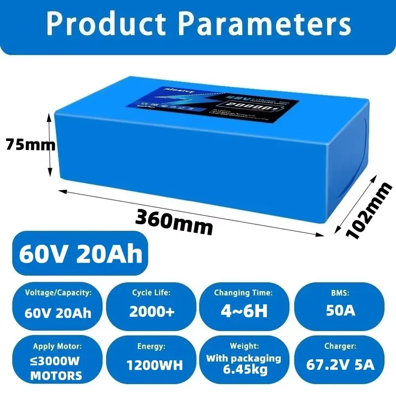 حزمة بطارية ليثيوم 21700 بجهد  - مراجعة 60V 30Ah 21700 Battery Pack وسعره